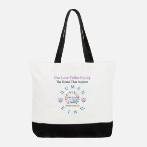 A black and white tote bag with the words " one love million colors ".