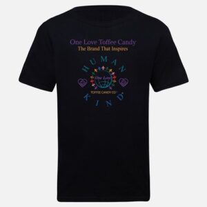 A black t-shirt with the words " one love, two colors."