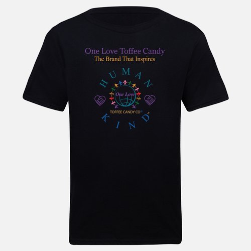 A black t-shirt with the words " one love, two colors."
